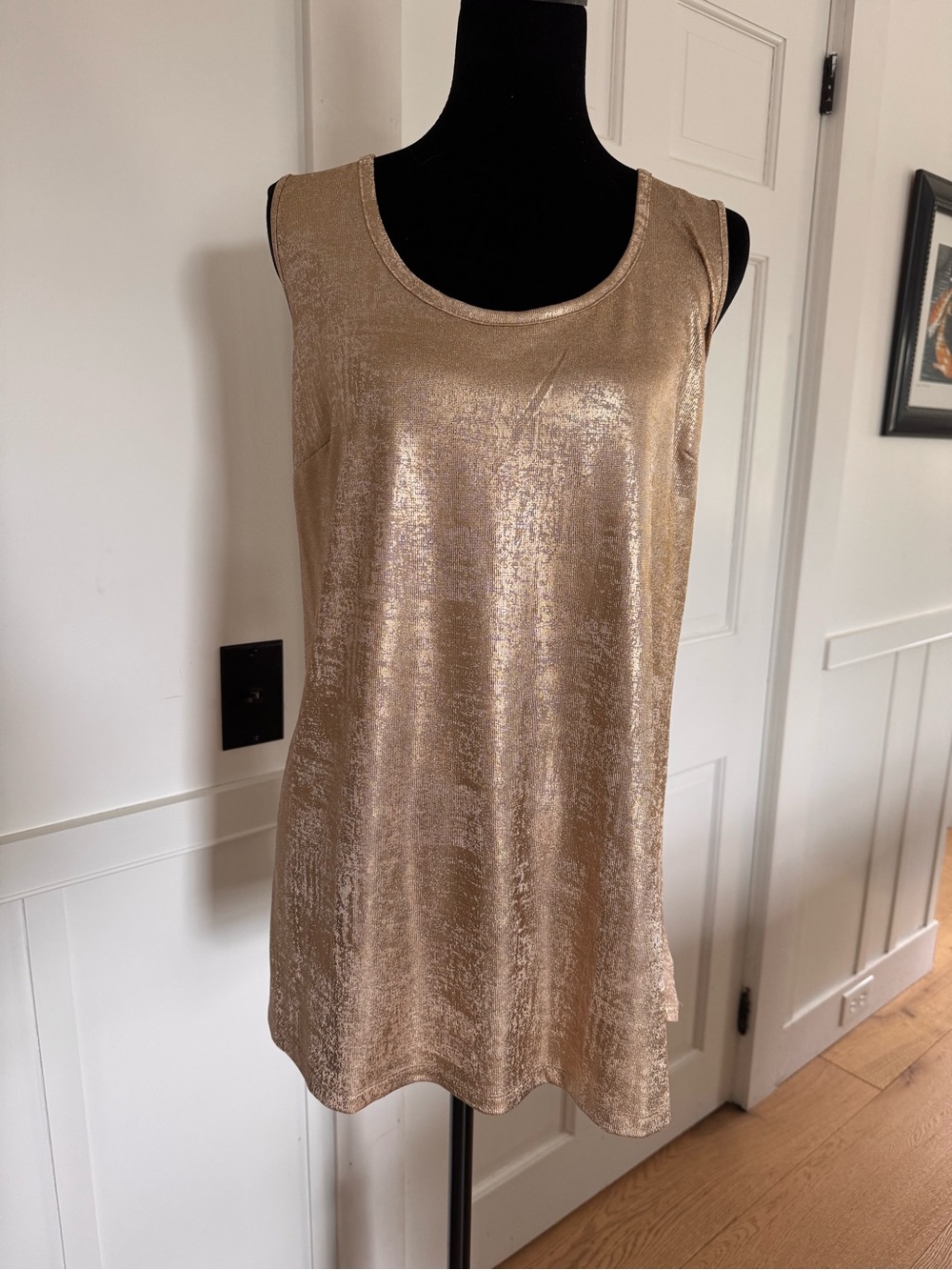 Roaman's Metallic Gold Knit Top
